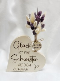 Schwester Geschenk Holz Herz