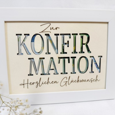 Konfirmation Geld Geschenk Karte Holz - Ausschnitt für Geld / mit oder Ohne Bilderrahmen