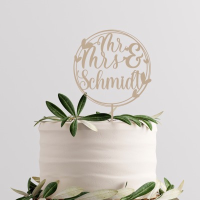 Caketopper Hochzeit Mr &amp; Mrs Familienname