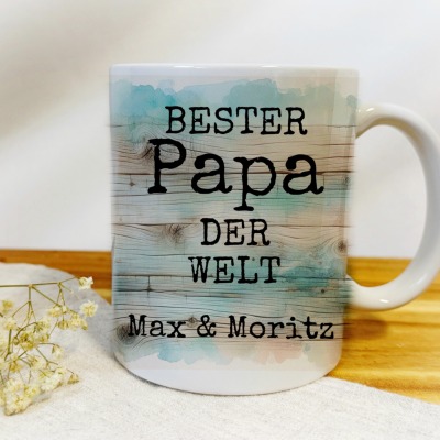 Tasse Bester Papa der Welt - Personalisiert mit Namen der Kinder