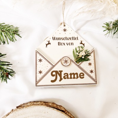 Wunschzettel Box Holz personalisiert mit Namen | Wunschzettel Weihnachten |