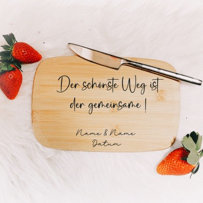 Frühstücksbrett Hochzeit Spruch mit Namen&amp; Datum - Jahrestag / Valentinstag / Hochzeit /