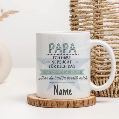 Papa Geschenk Tasse personalisiert - ICH ODER WIR FORM