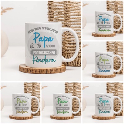 Papa / Kinder Tasse - Verschiedene Farben