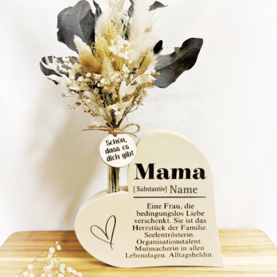 Mama Muttertags Geschenk Holz Herz Definition - Personalisiert mit Name der Mama / Verschiedene