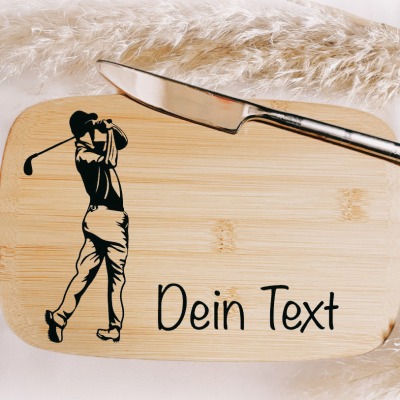 Frühstücksbrett Golf Personalisiert Geburtstags Geschenk Bambus Lasergravur