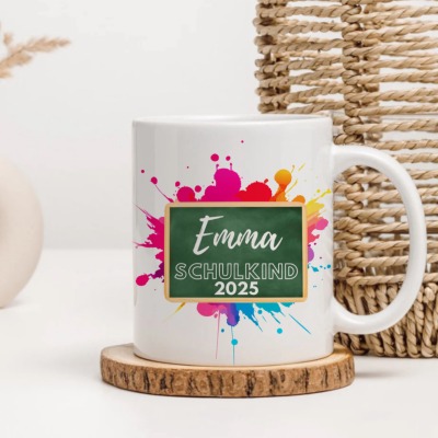 SCHULKIND 2025 Tafel Tasse mit Name -