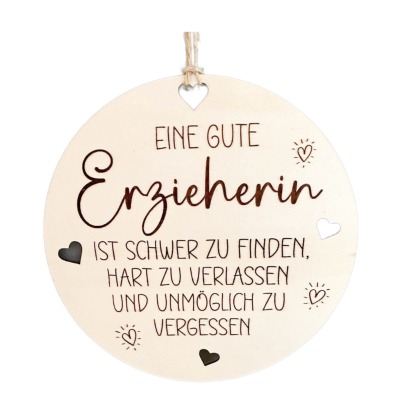 Erzieherin Holzschild Geschenk Lasergravur