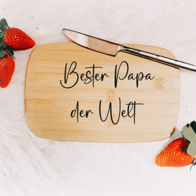 Frühstücksbrett Bester Papa der Welt - Mit oder ohne Schmetterlinge