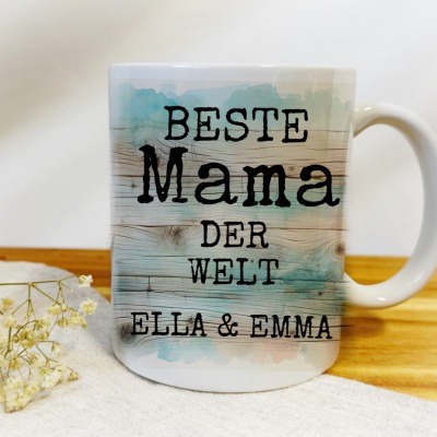 Tasse Beste Mama der Welt - Personalisiert mit Namen der Kinder