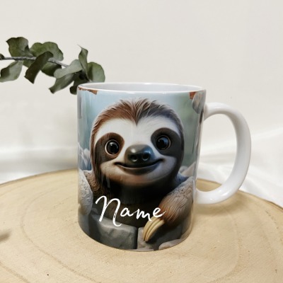 Tasse 3D Faultier personalisiert