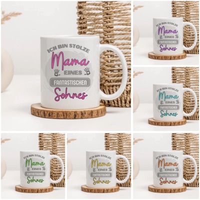 Mama / Sohn Tasse - Verschiedene Farben