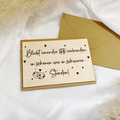 Geschenk Karte Holz Hochzeit Spruch Brautpaar