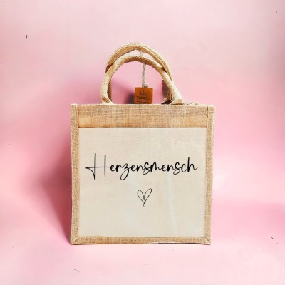 Jute Tasche HERZENSMENSCH - Geschenk Tasche