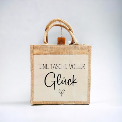 Jute Tasche EINE TASCHE VOLLER GLÜCK - Geschenk Tasche