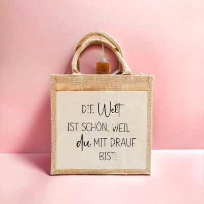 Jute Tasche DIE WELT IST SCHÖN.. - Geschenk Tasche