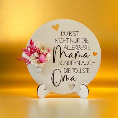 Mama Oma Geschenk Geburtstag Definition Holzschild Trockenblumen