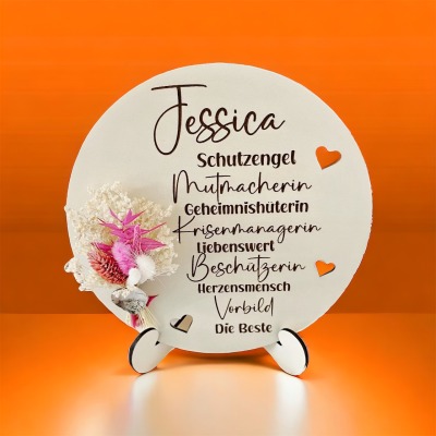 Personalisiertes Geschenk , Holz Schild , Geburtstag Definition Holzschild Trockenblumen