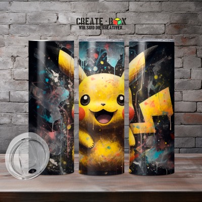 Pikachu Graffiti - limitiert - Edelstahl-Thermobecher metallic