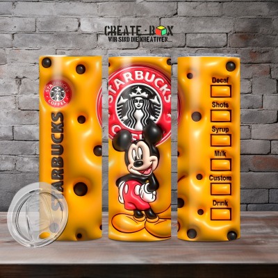 Mickey Maus Starbucks 3D Optik - Edelstahl-Thermobecher metallic