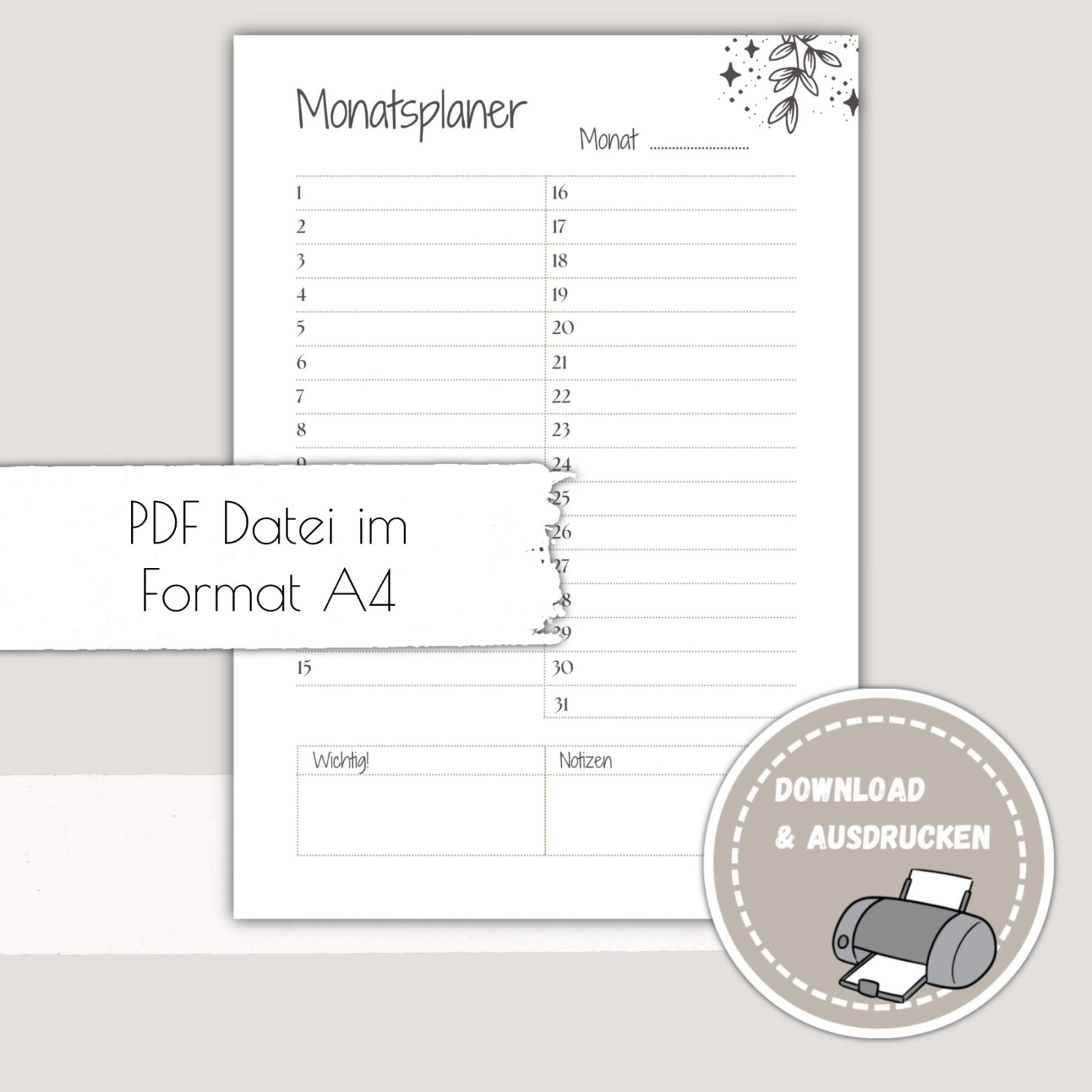 Monatsplan, Monatsplaner zum Ausdrucken - Pdf Download Monatsplan zum Ausdrucken - Printables