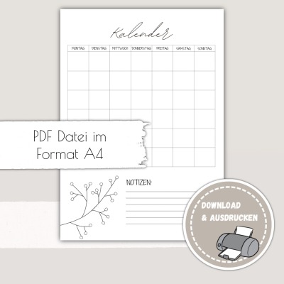 Kalender zum Ausdrucken - Pdf Download Kalender zum Ausdrucken - Printables Druckvorlage -