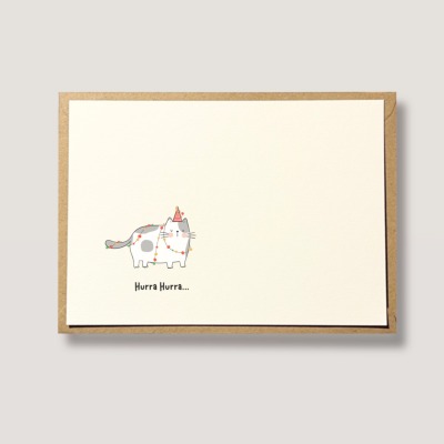 lustige Karte für Katzenfans, Postkarte für verschiedene Anlässe - Katzenkarte Hurra Hurra