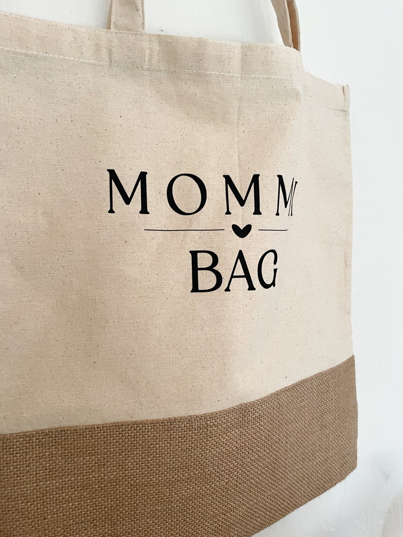 Tasche aus Baumwolle mit Jute MOMMY BAG Geschenkidee Geschenk Muttertag Tragetasche Jute Mama