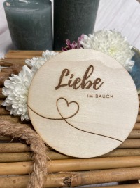 Liebe im Bauch Runde Holzscheibe 10cm / meine schwangerschaft / Familien Baby