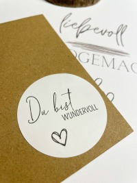 Du bist wundervoll - Etiketten Handmade with Love für Geschenke/Briefumschläge/ sticker