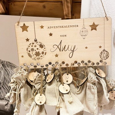 Adventskalender mit Name, personalisierter Adventskalender, Adventskalender aus Holz, Advent,