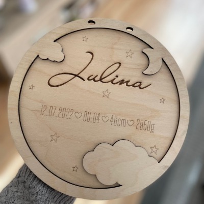 Geburtsschild aus Holz - Geburtsdaten auf Holzschild Baby Geschenk Newborn personalisiertes Geburtsg