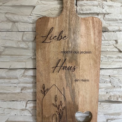 Holzschild mit Spruch Liebe macht aus einem Haus ein Heim Mangoholz - Küche