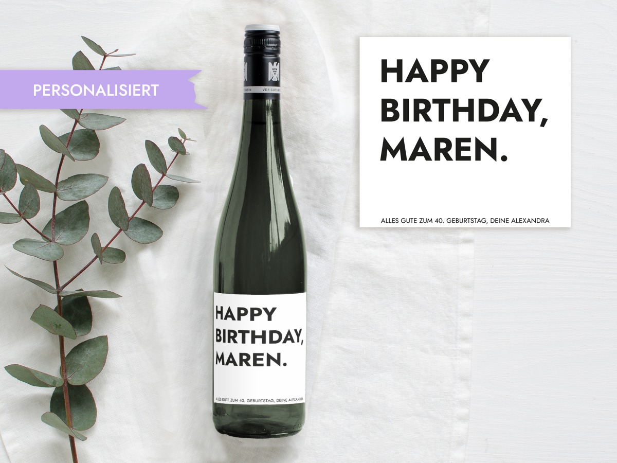 Flaschenetikett HAPPY BIRTHDAY Geschenk, Personalisiert - Wein Flaschen  Etikett, Weinlabel Happy Birthday, Online Shop