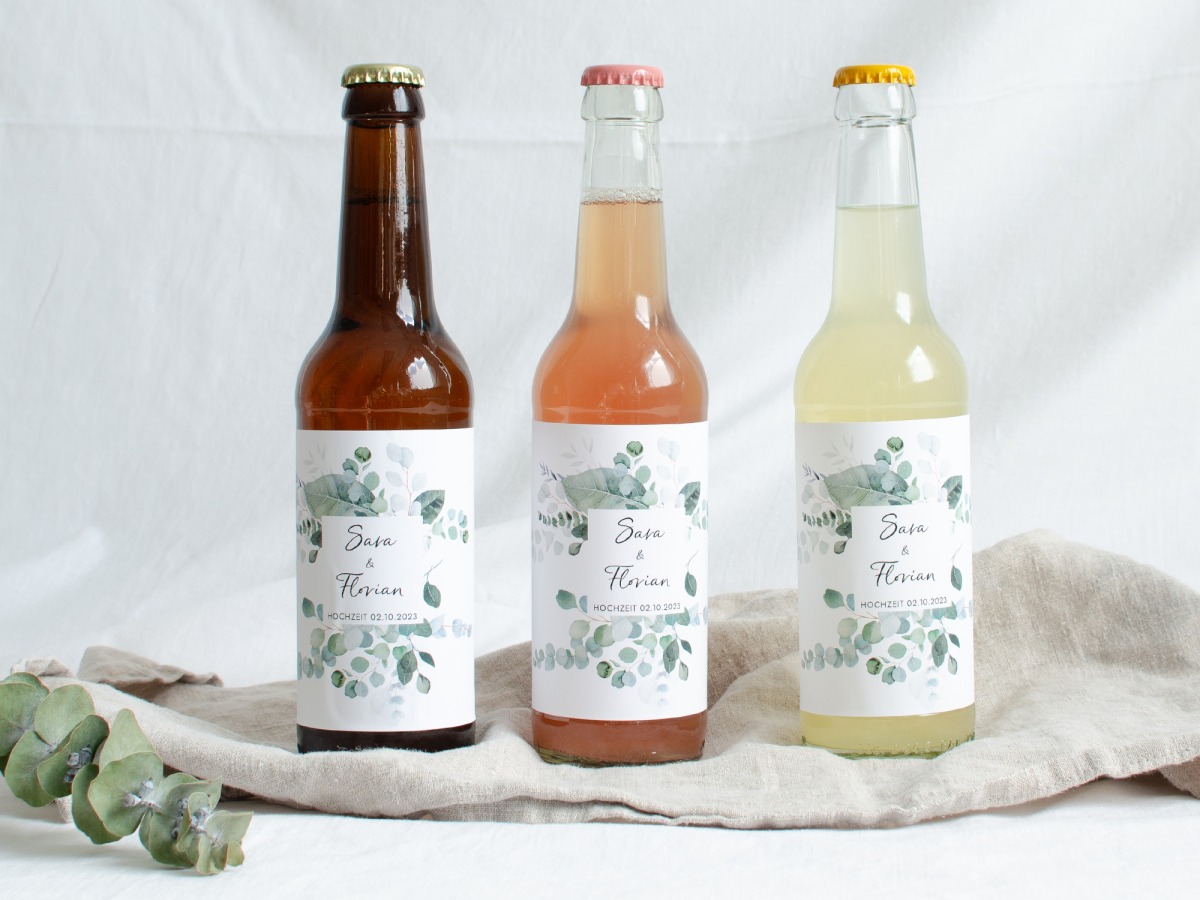 Hochzeit Flaschenetiketten - Personalisierte Aufkleber für Limo &  Bierflaschen, Online Shop