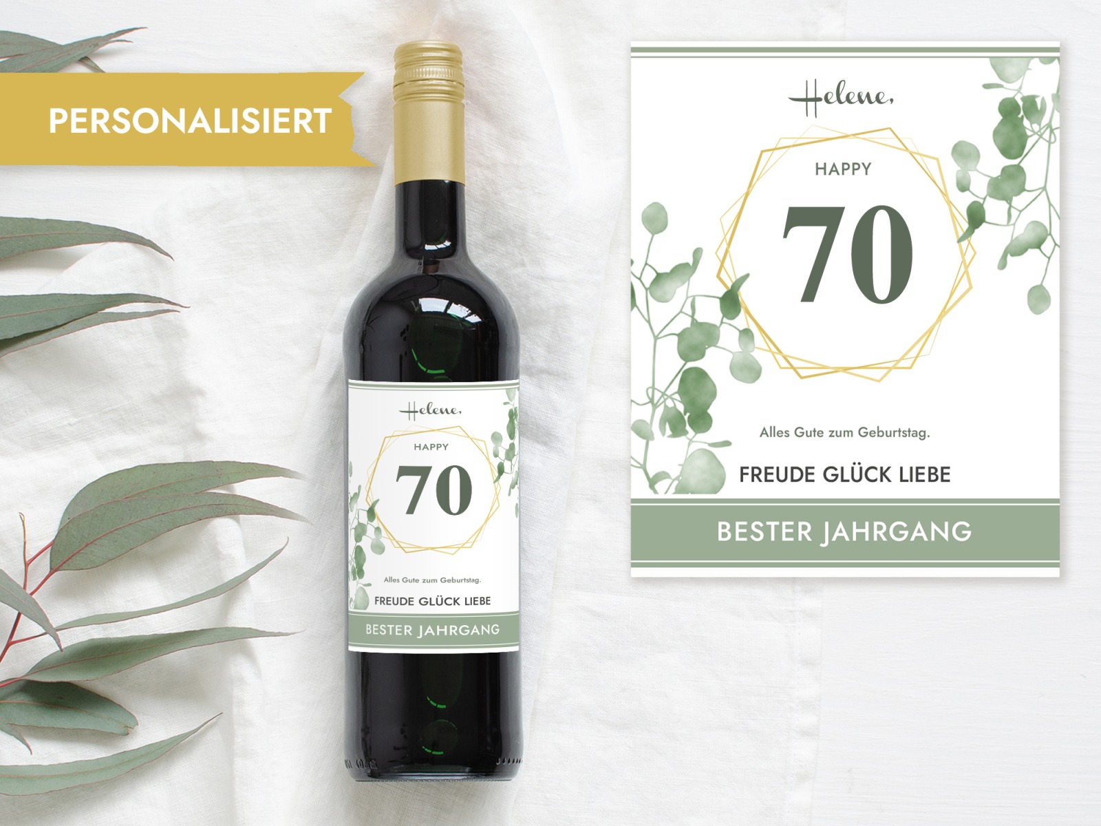 70 Geburtstag Geschenk | Personalisiertes Flaschenetikett Wein Flaschen Etikett