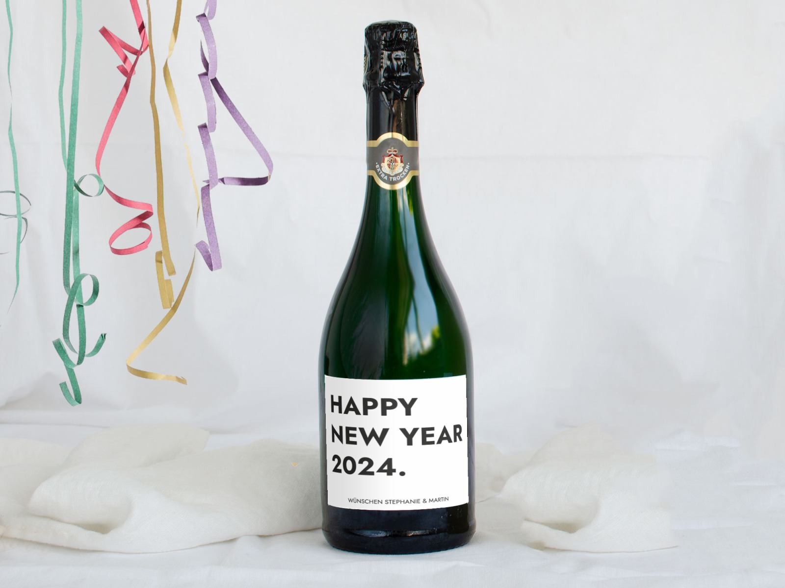 Sekt-Etikett HAPPY NEW YEAR | Personalisiert 2