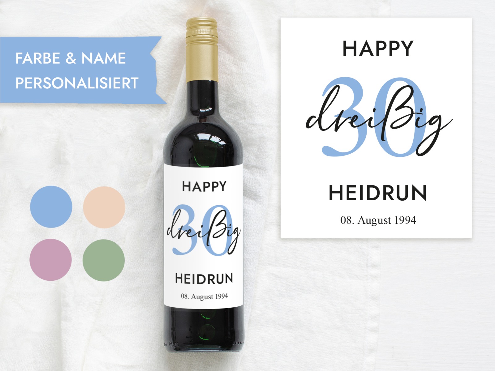 30 Geburtstag Geschenk | Personalisiertes Flaschenetikett Wein Flaschen  Etikett / Wein Flaschen Etikett | Weinlabel Happy Birthday