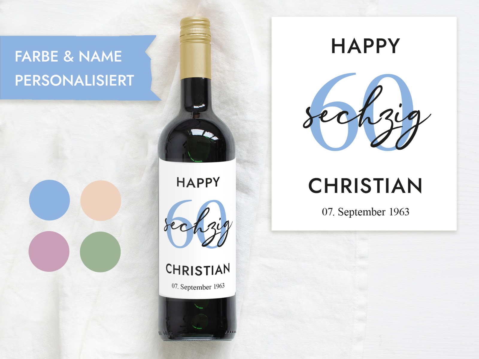 60 Geburtstag Geschenk | Personalisiertes Flaschenetikett Wein Flaschen Etikett 2