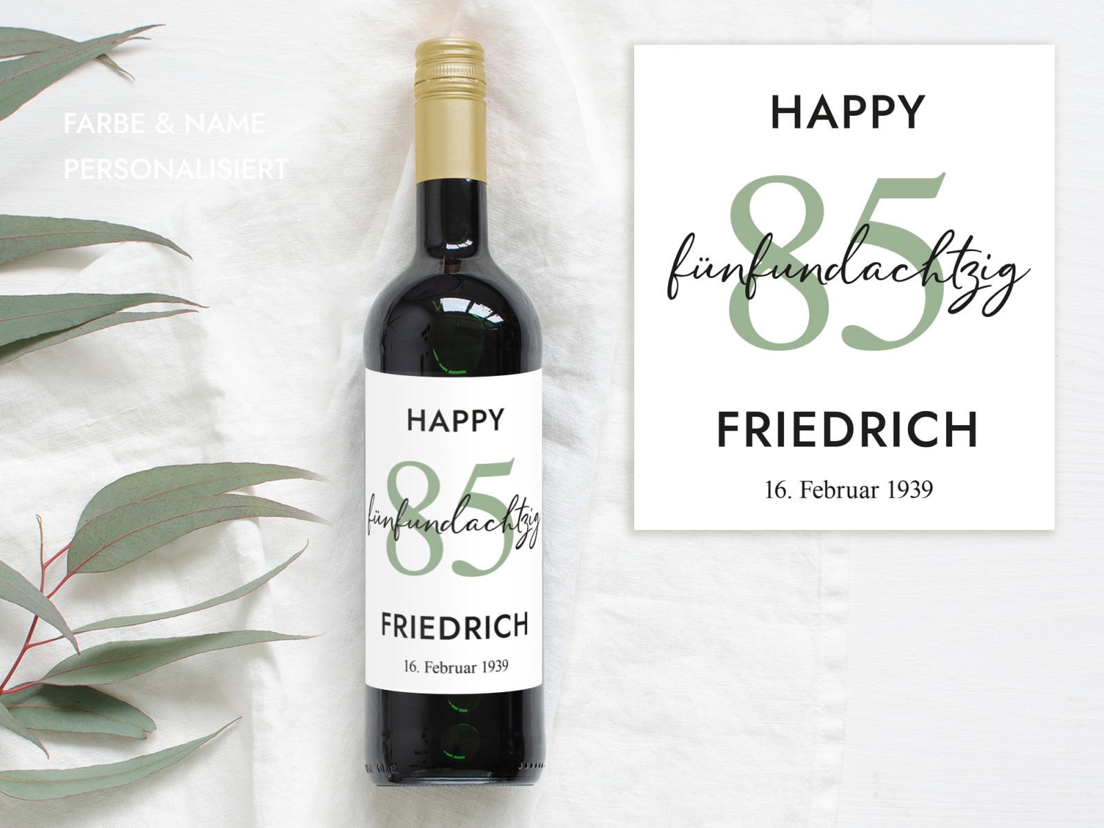 85 Geburtstag Geschenk | Personalisiertes Flaschenetikett Wein Flaschen Etikett