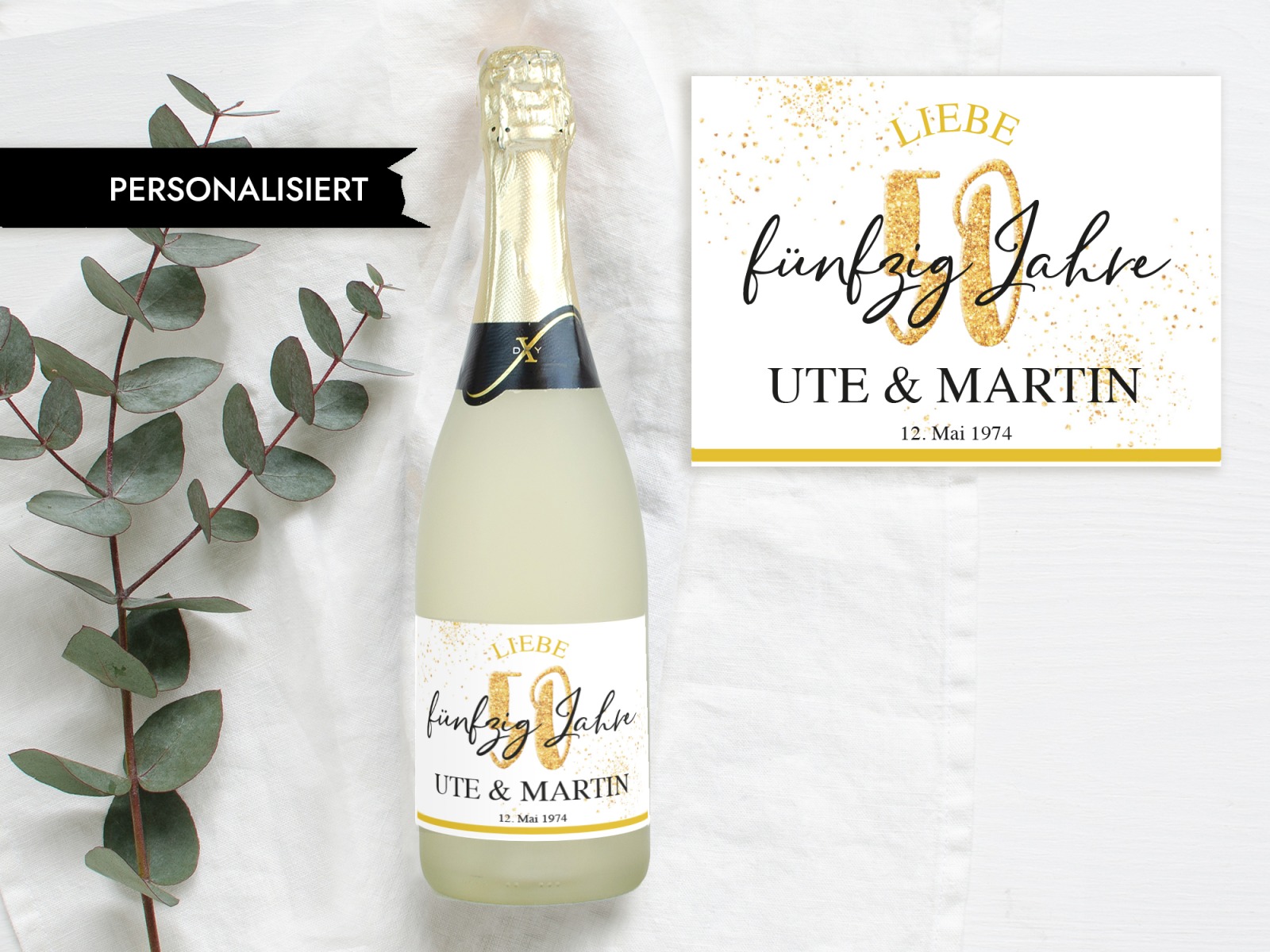 Goldene Hochzeit Geschenk | Personalisiertes Flaschenetikett 4