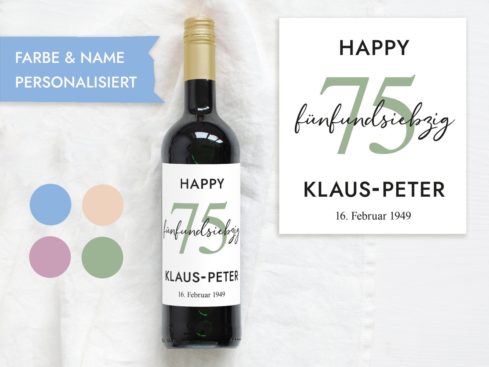 75 Geburtstag Geschenk | Personalisiertes Flaschenetikett Wein Flaschen Etikett