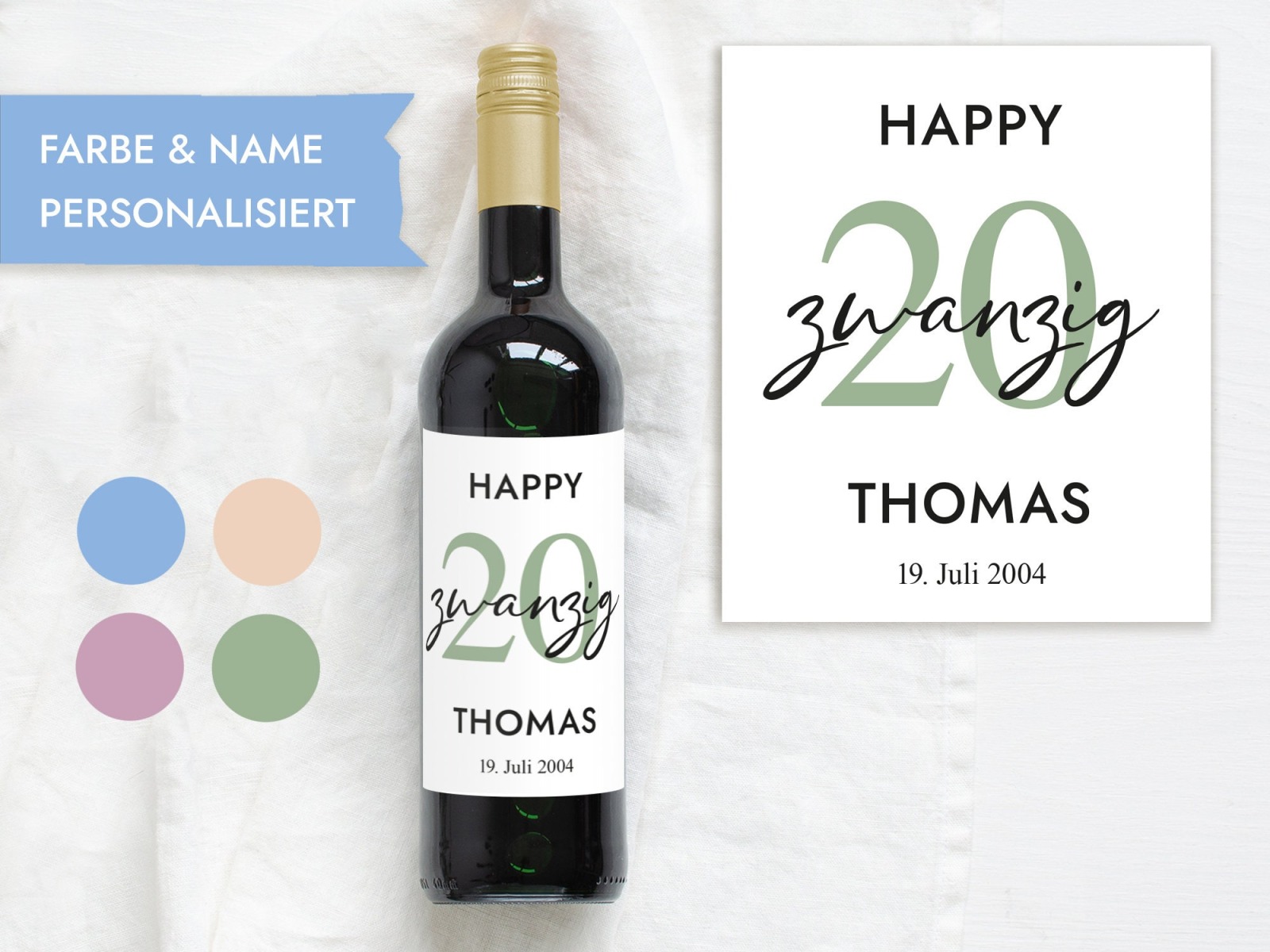 20 Geburtstag Geschenk | Personalisiertes Flaschenetikett Wein Flaschen Etikett 3