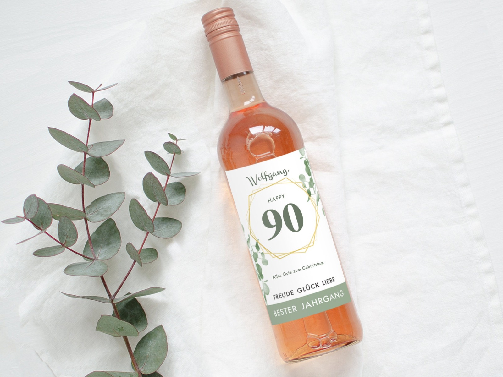 90 Geburtstag Geschenk | Personalisiertes Flaschenetikett Wein Flaschen Etikett