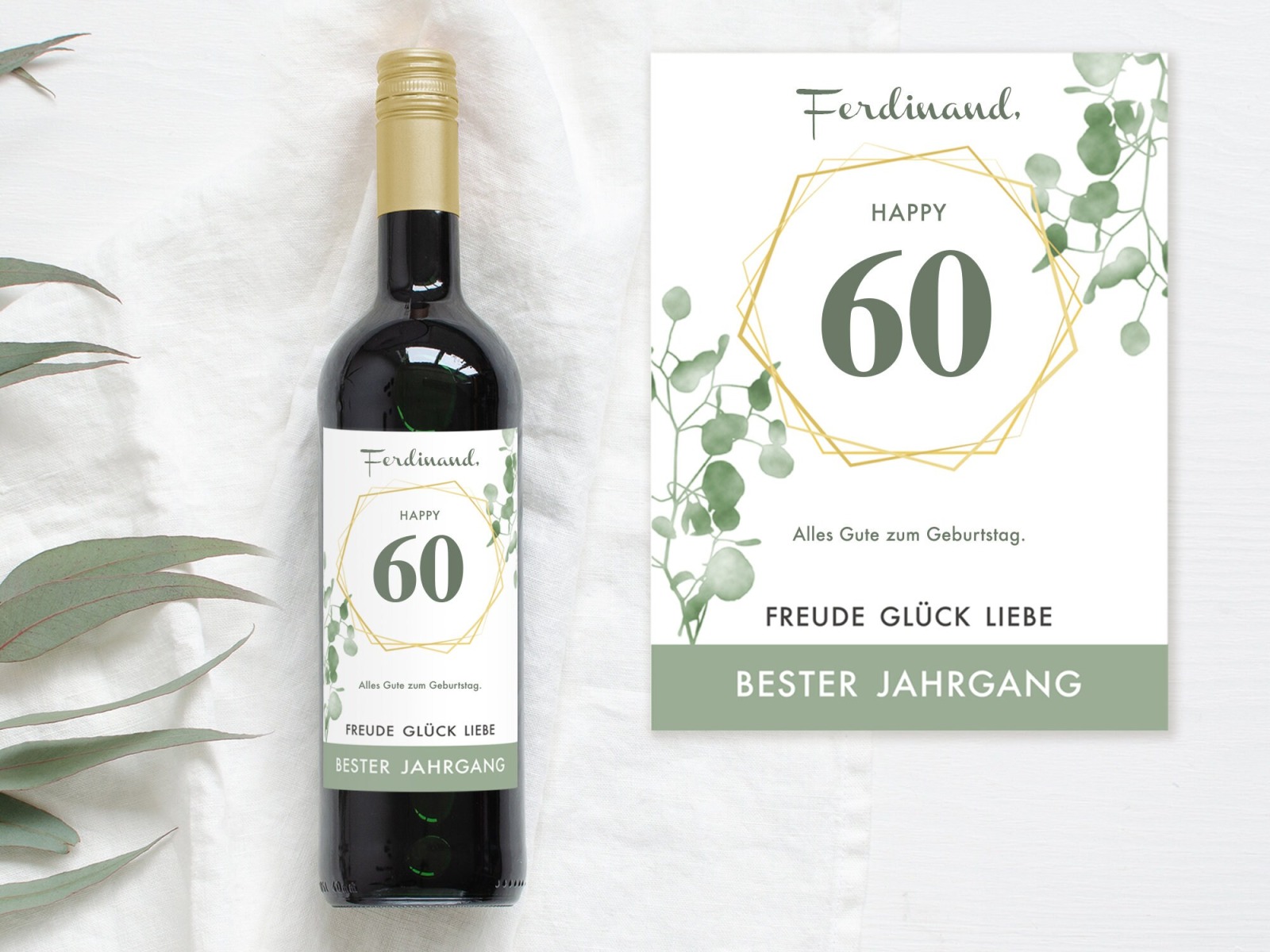 60 Geburtstag Geschenk | Personalisiertes Flaschenetikett Wein Flaschen Etikett 3