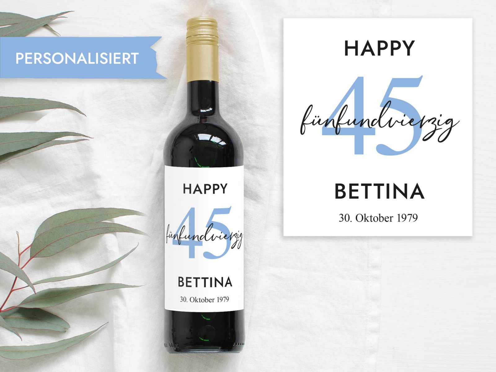 45 Geburtstag Geschenk | Personalisiertes Flaschenetikett Wein Flaschen Etikett 4