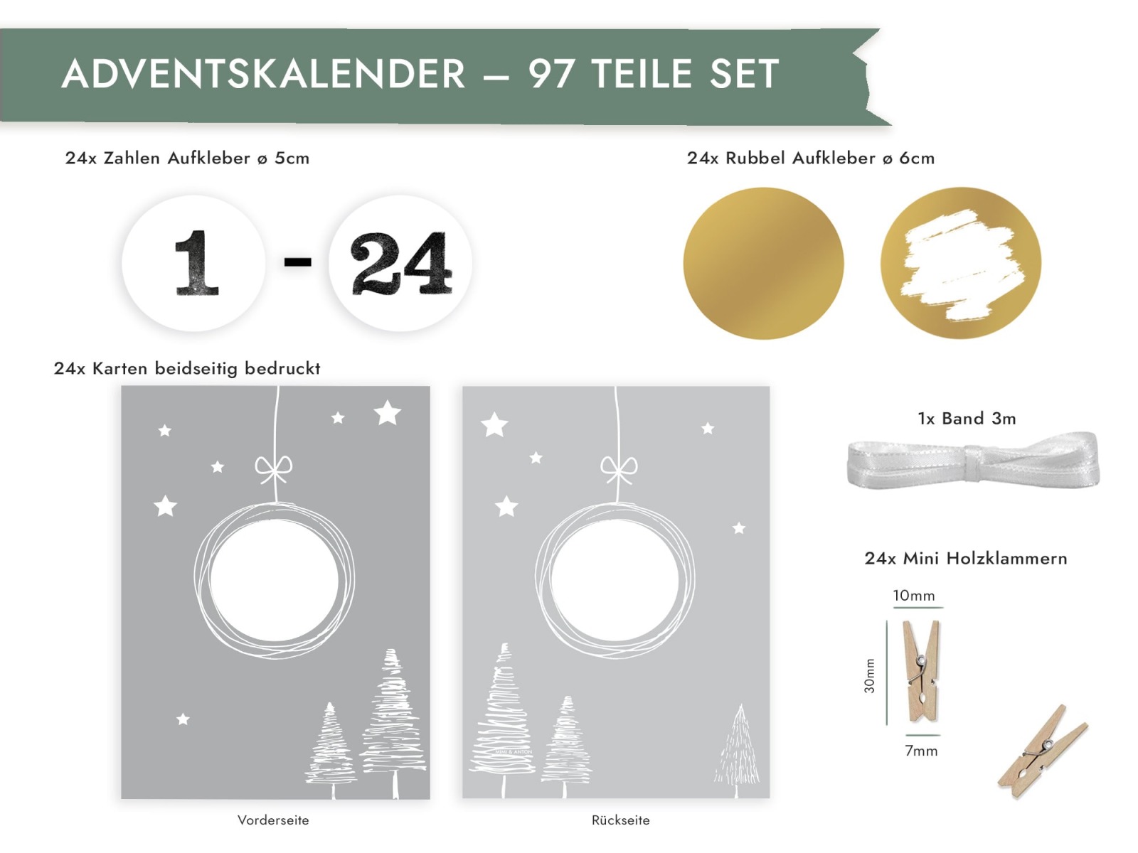 RUBBEL Adventskalender im Nordic Stil, Bastelset 97 Teile 2