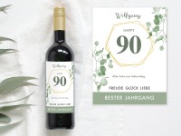 90 Geburtstag Geschenk | Personalisiertes Flaschenetikett Wein Flaschen Etikett 3