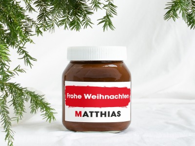 Frohe Weihnachten | Personalisiert - Etikett für Nutella Glas o.ä. Schokocreme