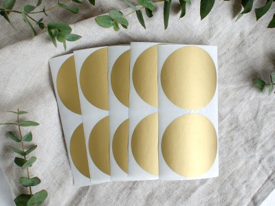 50 Rubbeletiketten Kreis 6 cm | große Rubbelaufkleber GOLD - Sticker Rubbellose Rubbelkarte |